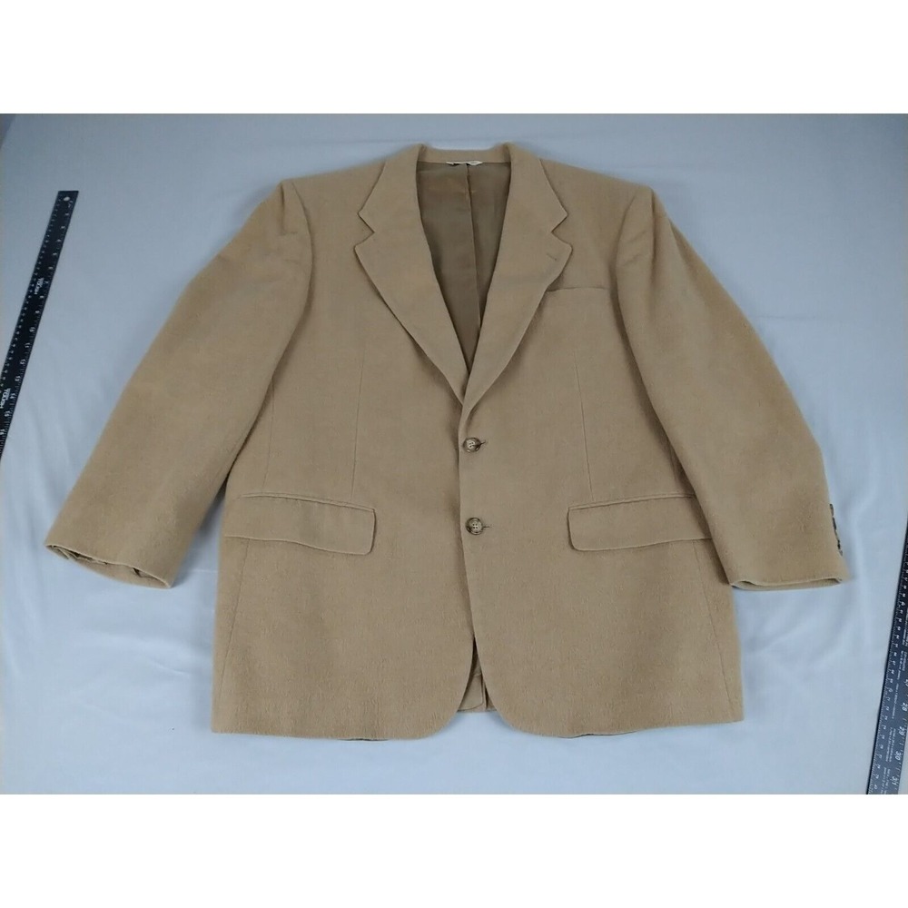 Bill Blass Menswear 100% Camel Hair Blazer Tan Chest 48" L 32" Classic Pockets